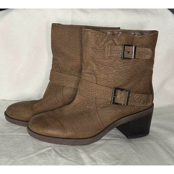 Kenneth Cole reaction brown leather boots buckles women's size 8.5 M Camden Runs - Picture 2 of 12
